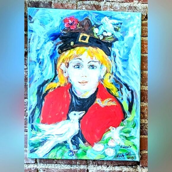 Wendy Gell painting Renoir inspiration "Bird Head". Wild brush strokes jewels.